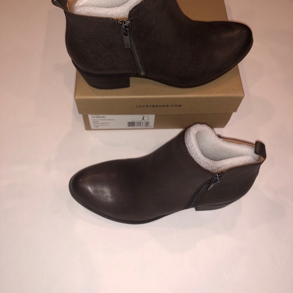 Lucky Brand Basel Leather Flat Bootie Size 7M in Java Goat Dakota - Picture 7 of 8
